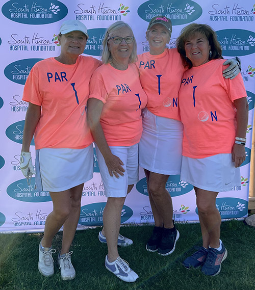4 women pose for the South Huron Hospital Foundation Golf tournament